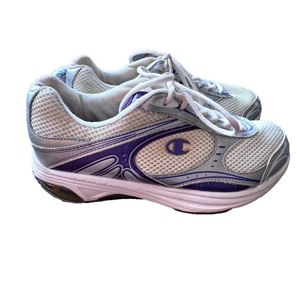 Champion Women's Running Shoe SIZE 9 White Purple Silver Air Pockets